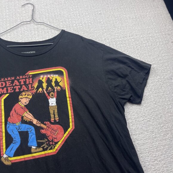 Y2K Learn About Death Metal Retro Kids Distressed Punk Rock Men Sz 2XL Black - Picture 4 of 15